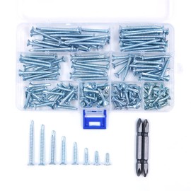 Box of 160 Zonadah Tek self-drilling screws, thin sheet metal screws with cross countersunk head and 2 free Deive bits, from 4.2 x 13 to 4.2 x 50