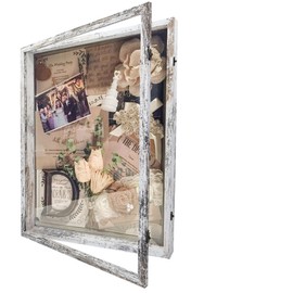 Hodeframe Shadow Box Frame 18x24, Wood Shadow Box Display Case with Glass Window Metal Lock, Memory Box for Memorabilia Awards Medals Photos Black