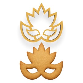 Mighty Gadget Mardi Gras Flame Masquerade Mask Cookie Cutter (Yellow) - 4.1x3.7 Inches, Festive Carnival Baking Tool for Party Treats