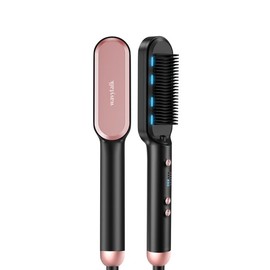 Wavytalk Sleek Sweep Ionic Hair Straightener Brush:_rose gold