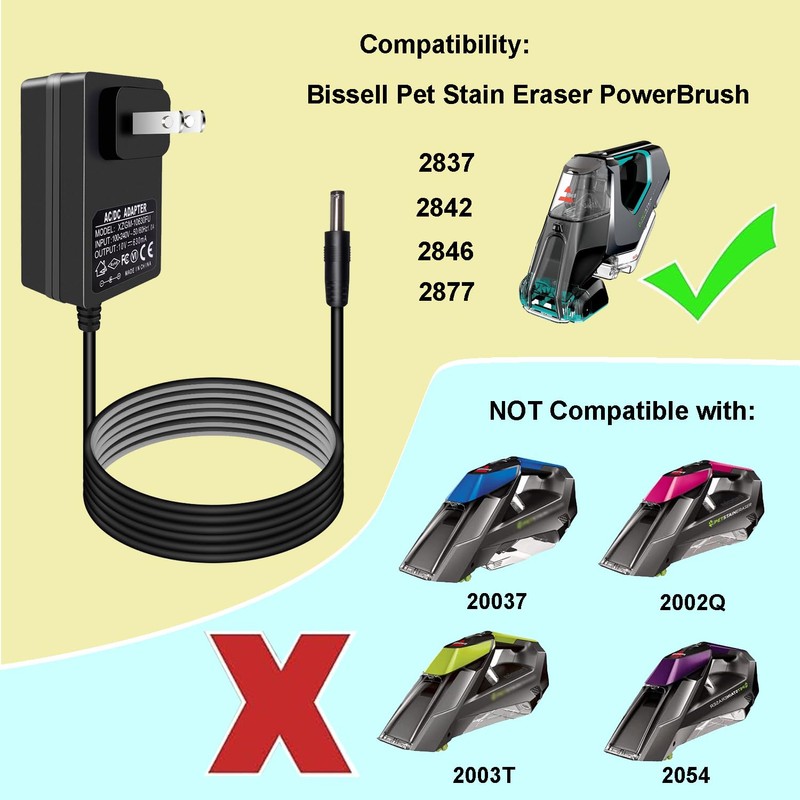Charger for Bissell Pet Stain Eraser PowerBrush Plus 2837 2877