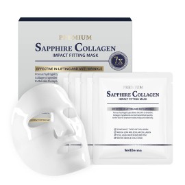 WELLDERMA Sapphire Collagen Impact Fitting Mask, Hydrating Hydrogel Face...