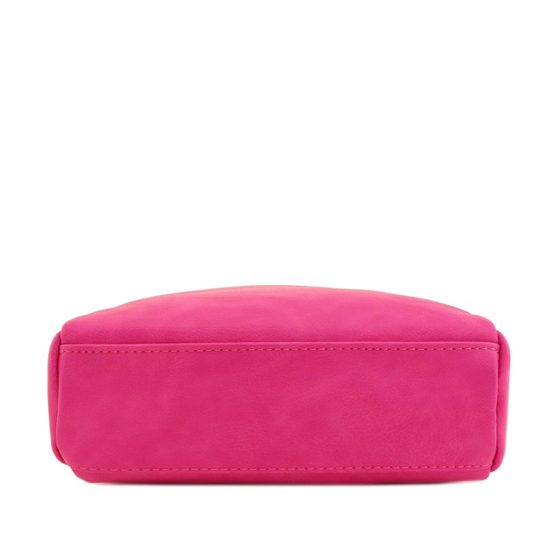 FashionPuzzle Kleine Umhängetasche mit 3 Reißverschlüssen., Pink (fuchsia), Einheitsgröße