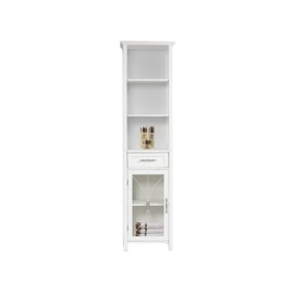 Elegant Home Fashions Delaney Linen Cabinet with 1 Drawer and 3 Open Shelves, White