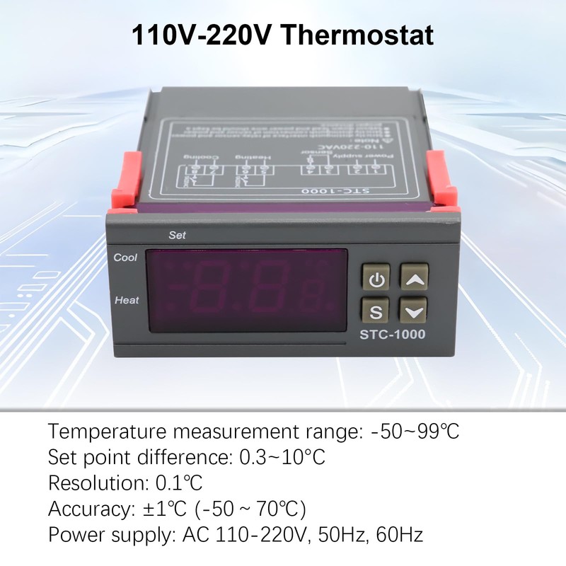AYWHP 2 PCS 110V-220V Thermostat Fahrenheit/Celsius Digital Temperature Controller Thermostat