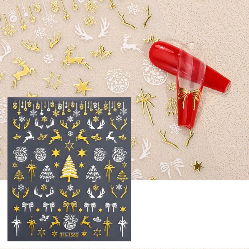 6pcs Nails Stickers Navidad Uñas Tiras De Múltiples Estilos Navidad