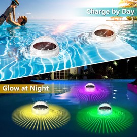 Solar Pool Lighting, Floating Pool Light with RGB Colour Changing Pool Lighting, Waterproof Pond Lighting for Pool Accessories, Underwater LED Light for Swimming Pool, Ponds, Fountains, Water Parks