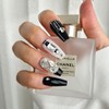 C Black Handmade Nail Tips - Long Point / C블랙