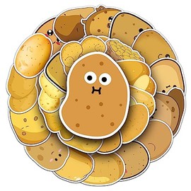 50 Packs Potato Stickers Water Bottles Laptop Phone Computer Guitar Skateboard Hydroflasks Potato Vinyl Sticker Waterproof Aesthetic Trendy Decals for Kids Teens Girls Adults