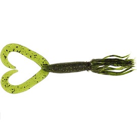 Yamamoto Gary, Skirted Twin Tail Hula Grub, 5"", Watermelon with Black & Gold Flake, Multi (97-10-323)