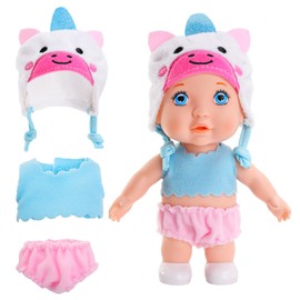 Barwa Mini Baby Dolls with Wearable Animal Clothes, 6 Inch Cute Newborn Baby Dolls Toys for Kids Toddlers Girls 3+ (Unicorn)