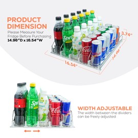 Sip Sort Drink Organizer for Fridge, Upgraded Design of Soda Can Organizer with Larger Stopper Height. Width Adjustable Automatic Drink Dispenser for Fridge with Lock. Holds 25 Cans (5 Rows, White)