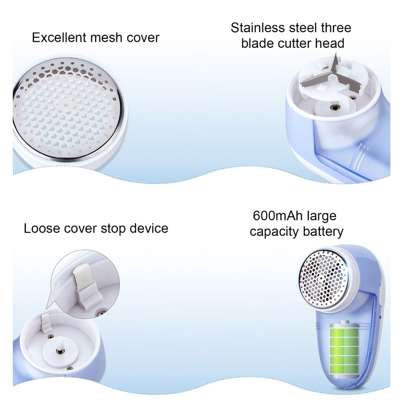 Blue Fabric Lint Remover Shaver Multifunctional Handheld Electric Clothing Hairball