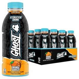 GHOST Hydration Drink, Orange Squeeze - RTD Sports Drink with Electrolytes, Natural Vitamins & Minerals - All Day Lifestyle Hydration Beverage - Zero Caffeine & Zero Sugars - 16.9 Fl Oz, 12 Pack