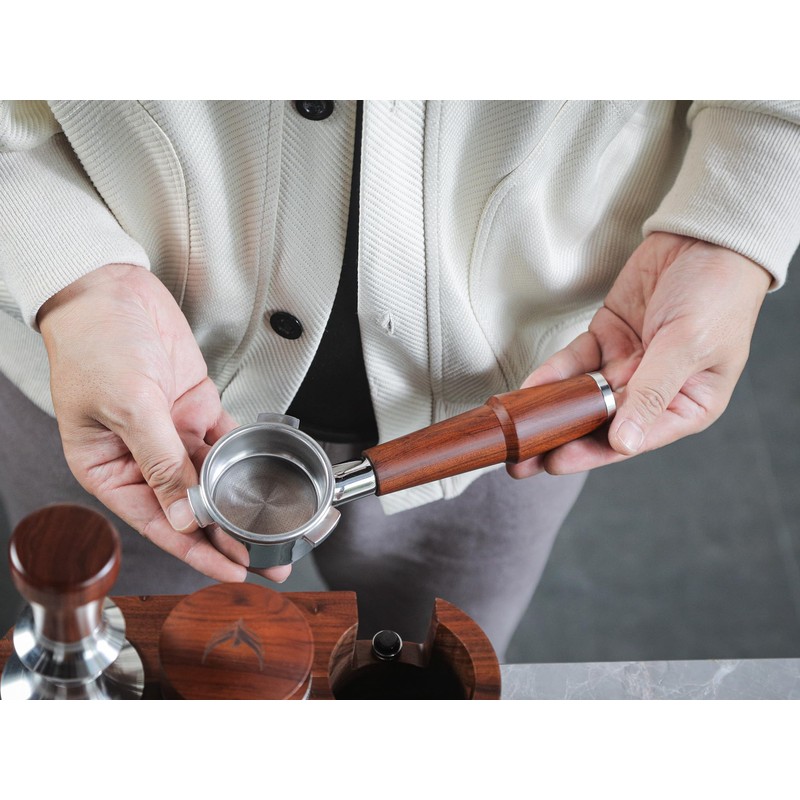 KNODOS 54mm Bottomless Portafilter Breville Compatible Rosewood Handle & Naked