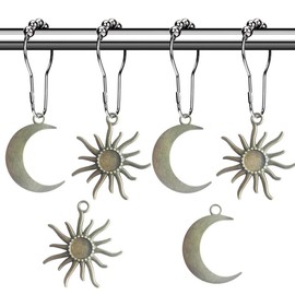Sun Moon Celestial Shower Curtain Hooks - Mid Century Abstract Boho  Minimalist Vintage Cute Chic Mystic Fantasy Goth Bathroom Decor