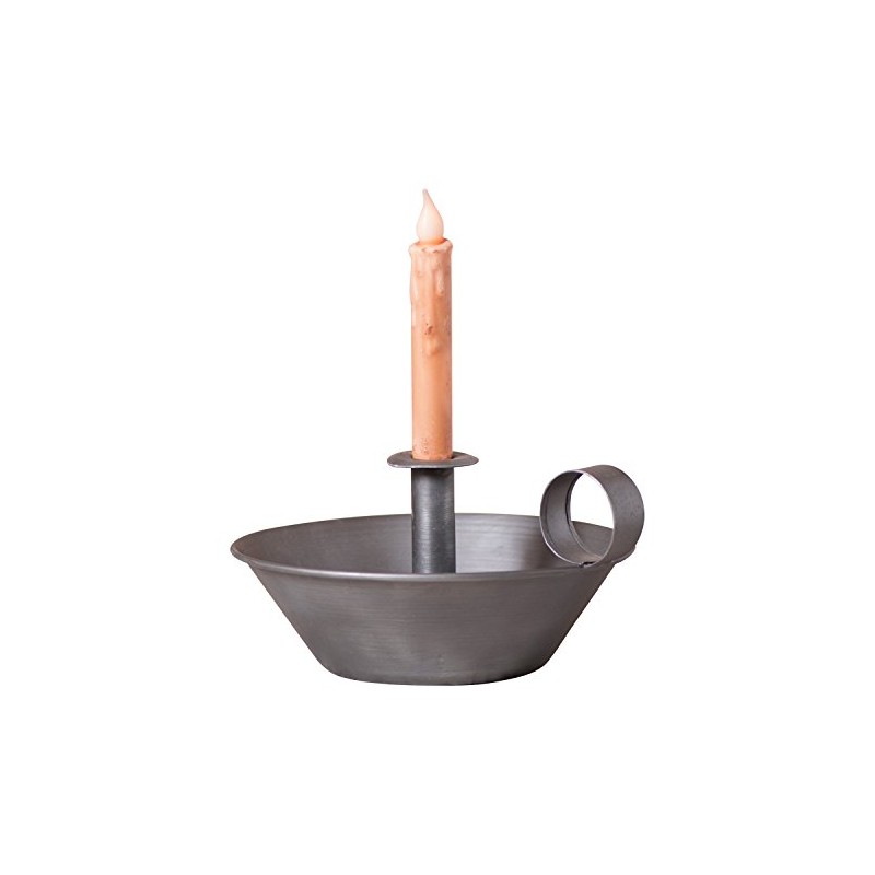 Irvin's Country Tinware Round Tapered Pan Candle Holder in Antique