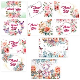 16PCS Flower Thank You Cards with Envelopes Stickers 4''x6'', Versatile Thank You Card Sets for Various Events - Birthday, Wedding, Business, Baby Shower, Graduation, Bridal Shower, and Funeral