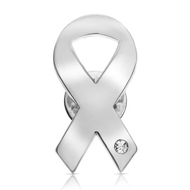 Awareness Ribbon Pin, Flat Ribbon, Badge, シルバー：心に起因する障がい