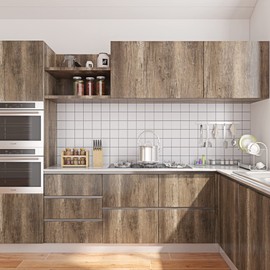 FunStick 24"x200" Brown Wood Wallpaper Peel and Stick Countertop Contact Paper Waterproof Wood Contact Paper for Countertops Kitchen Cabinet Wallpaper Self Adhesive Vinyl Desk Counter Top Stick Paper