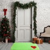 HunnmingRe Lime Green Furry Christmas Mat with Red Heart Pattern