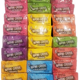 Now and Later Candy Variety Pack of 24 - Fruity Chewy Mixed Flavors Sweet Snack Strawberry Apple Watermelon Grape Pineapple Bonbon Candies