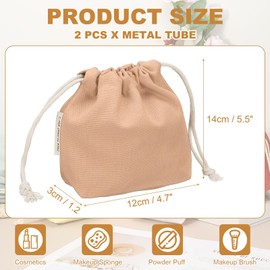 uxcell 2 Pcs Drawstring Makeup Bag, 4.7" Canvas Cosmetic Bag Women's Make Up Bags Toiletry Organizer Pouch for Travel Toiletries Accessories, Dark Pink