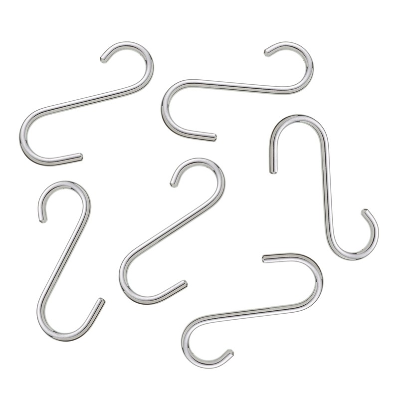 KitchenCraft S Hooks, Chrome Plated Metal, Large (10 cm), Pack