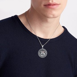 YFN Knight Templar Necklace Sterling Silver Armor of God Pendant Necklace Crusader Cross Knight Templar Jewelry for Women Men Christian Gifts