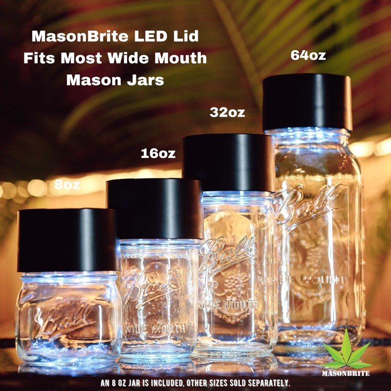 MasonBrite Stash Jar 8 Oz - Airtight Seal - Glass