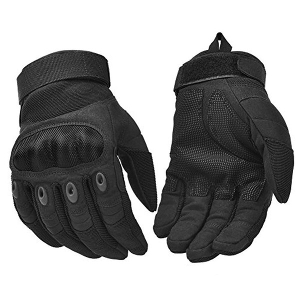 REEBOW GEAR Tactical Gloves Motorcycle Riding Gloves Full Finger Gloves Black Large