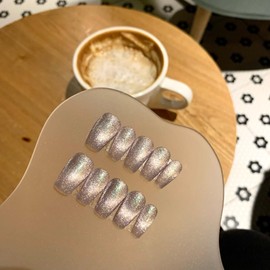 MAOLEETO Press on Nails, Short Ladder Fake Nails Gradient Pink False Nails Small Pink Press on Nails for Women Girls Nail Art Decoration - Smaill