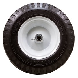 Marathon 4.10/3.50-6" Flat Free, Hand Truck / All Purpose Utility Tire on Wheel, 3" Centered Hub, 3/4" Bearings