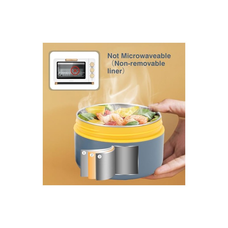 Contenedor de Almuerzo Aislado 420 ml 304 Caja Térmica Redonda