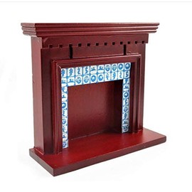 Melody Jane Dolls House Victorian Mahogany Delft Tile Fireplace1:12 Scale Furniture