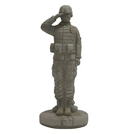 Solid Rock Stoneworks Saluting Combat Soldier Stone Military Statue 24in Tall