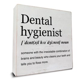 Dental Hygienist Gift Ideas Dental Hygienist Definition Art Wooden Box Sign Dental Hygienist Minimalist Desk Decorative Wooden Sign Home Office Decor for Table Shelf 5 x 5 Inches
