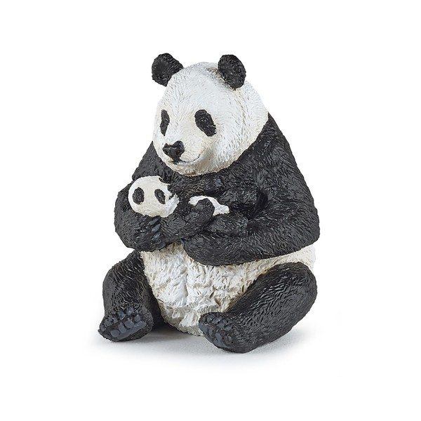 Papo -Hand-Painted - Figurine -Wild Animal Kingdom - Sitting Panda and Baby -50196 -Collectible - for Children - Suitable for Boys and Girls- from 3 Years Old