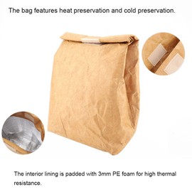 Waterproof Insulated Lunch Bag, Heat Preservation Cold Preservation Lunch Box Storage Picnic Paper Bag for Work School Picnic Milk, Brown, 1 Bag (Brown)