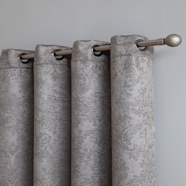 Warm Home Designs 1 Pair (2 Panels) of Silver Gray Blackout Curtains with Embossed Textured Damask Flower Pattern. Each Thermal Room Darkening Curtain Panel is 54" X 96". EV Grey 2x54x96