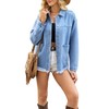 Choichic Women's Oversized Denim Jean Jacket Coat Frayed Hem Button
