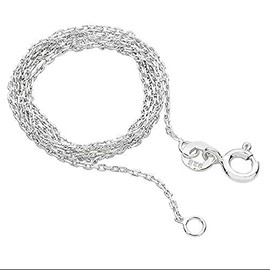 Aeon Real Sterling Silver 0.7mm Cable Chain in 16 Inches, 18 Inches and 20 Inches. Diamond Cut Cable Oval Curb Chain 925 Silver Necklace (20)