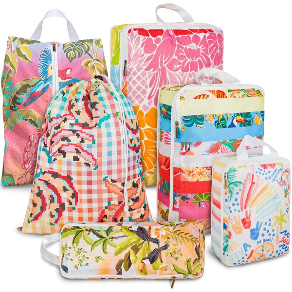 6 Pcs Compression Packing Cubes Waterproof Suitcase Travel Bag Luggage