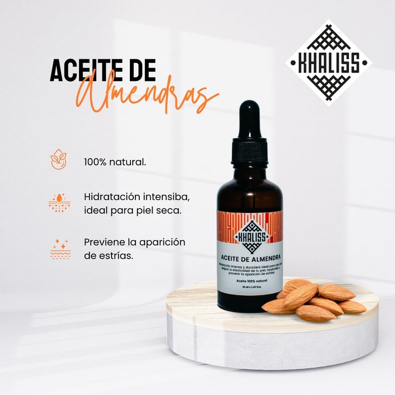 Khaliss Aceite de Almendras: Aceite para cabello 100% natural y