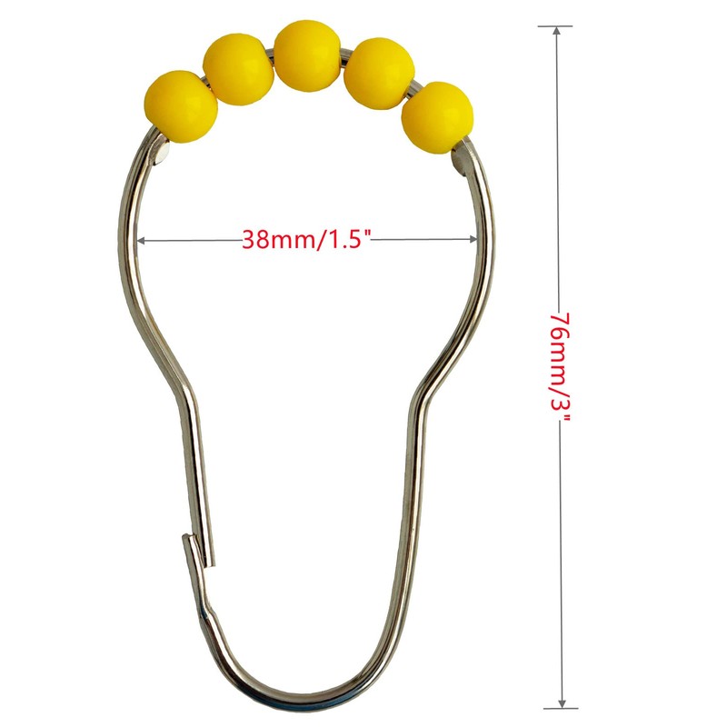 Shower Curtain Hooks Rings Stainless Steel Acrylic Roller Ball Glide