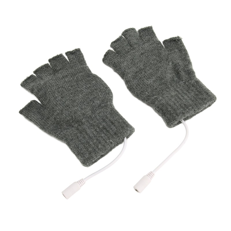 USB Warmer Heated Gloves Flip Half Fingerless Electronic Knitted Hand