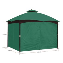 SCOCANOPY Forest Green 10' x 12' Gazebo Privacy Curtain Set Fit for Lowe's Allen Roth 10X12 Gazebo Model #GF-12S004B-1 / GF-12S004BTO/ TPGAZ17-002/TPGAZ2303