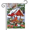 Gathered Together Winter Garden Flag Cardinals Birdfeeder 18" x 12.5"