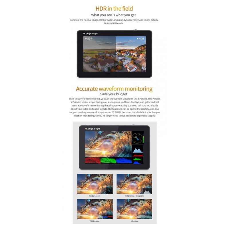 F6 PLUSX 5.5 Inch Camera Field Display 1600nit IPS FHD