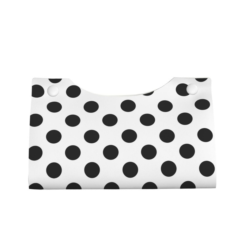 DSSWTP Polka Dot Black White Tissue Box Cover Rectangle PU